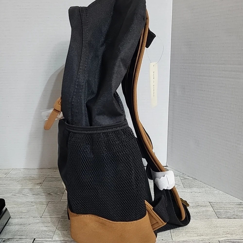 NEW Sun +‎ Stone Black Backpack Browm Accent One Size adjustable Straps Pockets